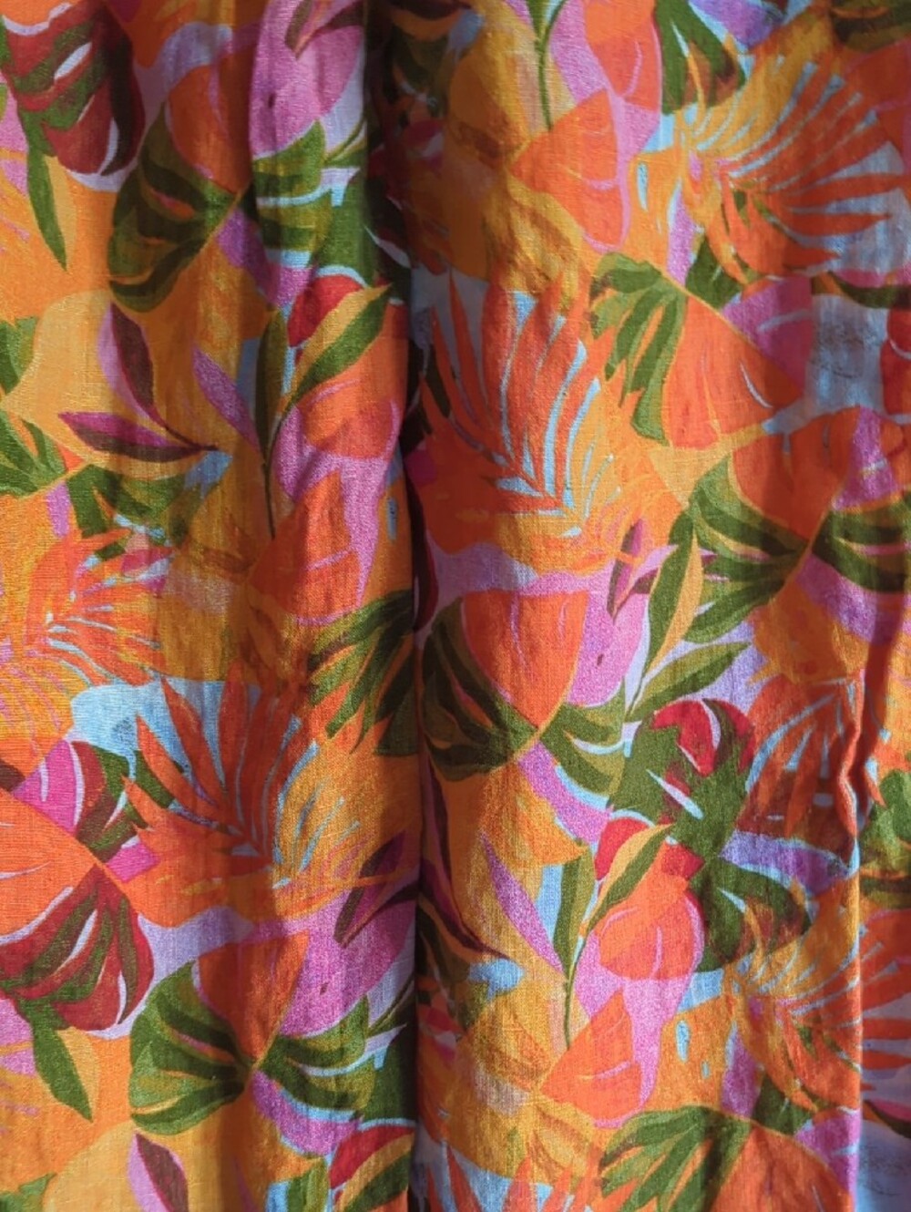 Like New Linen Pants Floral Smocked Stretch Waist Pockets! - Picture 3 of 11